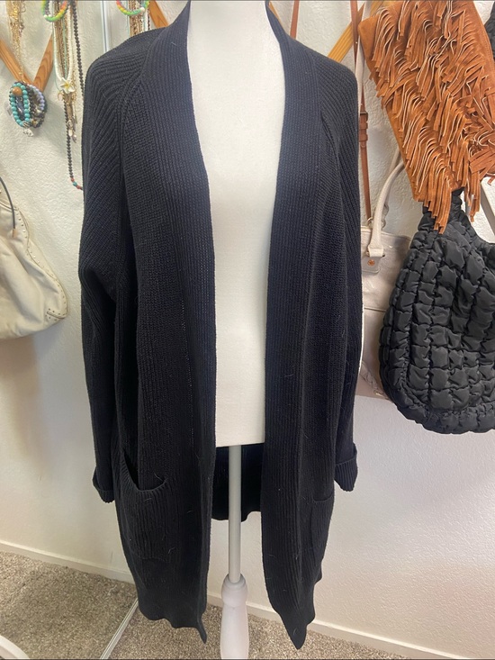 bp Sweaters - Women's Long Open-Front Cardigan Sweater. Black. Sz large. Brass Plum